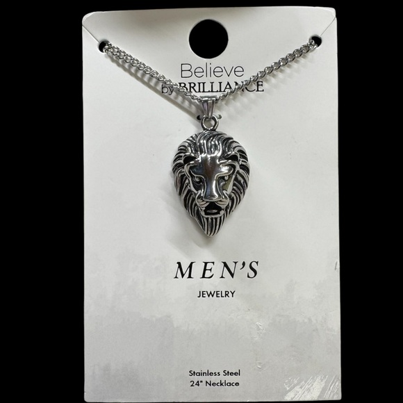 Beauty by Brilliance Other - Beauty‎ by Brilliance Stainless Steel Lion Head Pendant 24”Necklace NWT 2/4